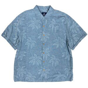 EUC Men's CARIBBEAN JOE Washable Silk Blue Dress Shirt |‎ Size XL